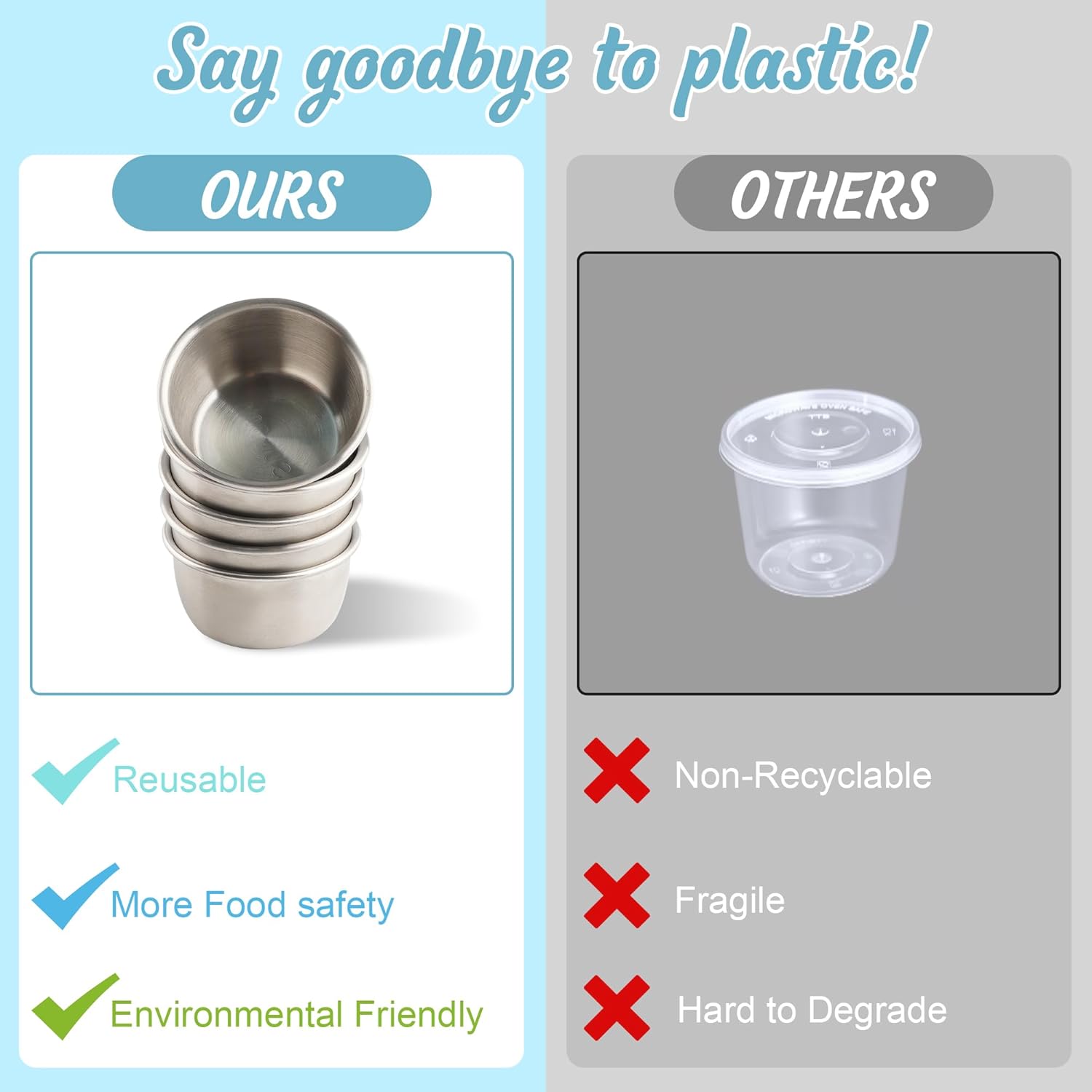 6x1.6 Oz Salad Dressing Containers With Lids, Small Leakproof Reusable Stainless Steel Salad Dressing Container To Go For Lunch Boxes,Sauce containers, Picnics,Travel Meal Prep And Kitchen Storage. - Image 6