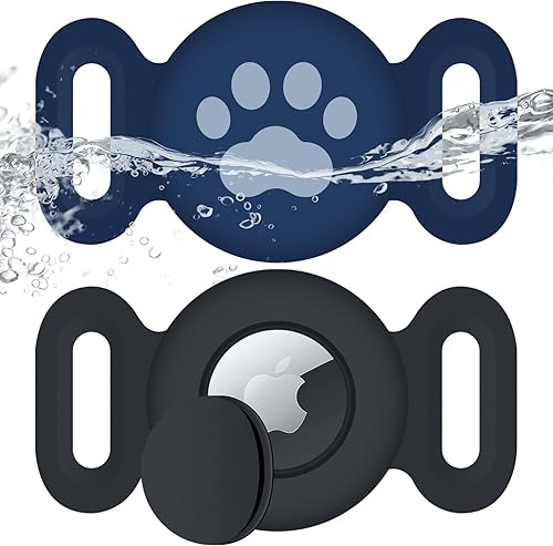 SZJCLTD Soporte impermeable para collar de perro Airtag (paquete de 2), funda protectora antipérdida para rastreador GPS de perros, Airtag de