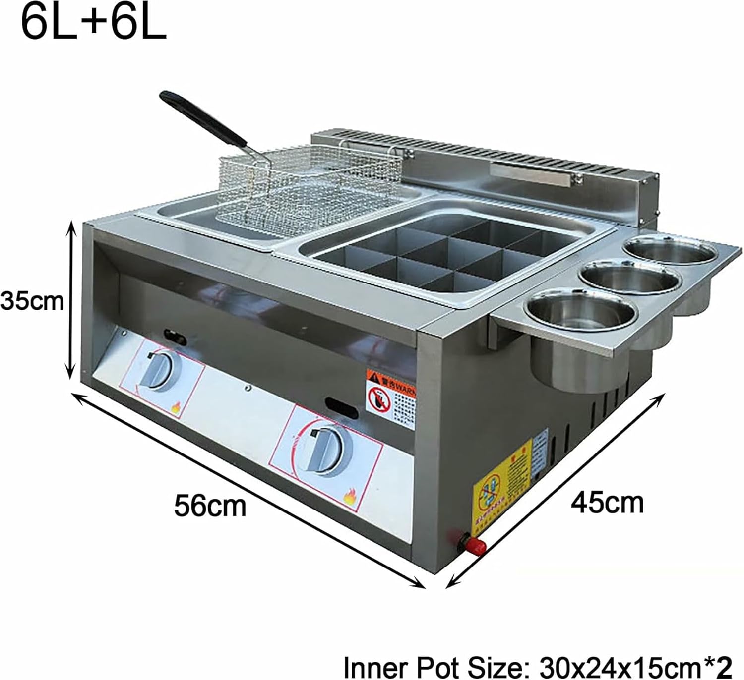 Deep Fryer 6L/12L Commercial Gas Fryer, Stainless Steel Outdoor Cooker, for Home Kitchen Restaurant~/