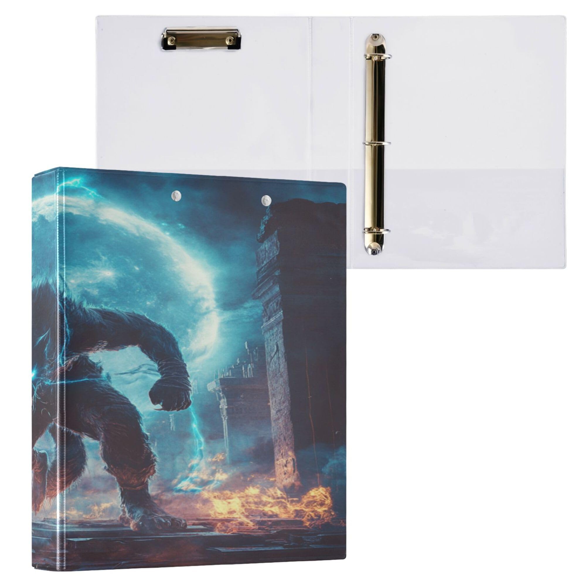 1.5 in Binder 3 Rings Binder for College Students with Pockets Office Supplies Hardcover 2 Pack Monster