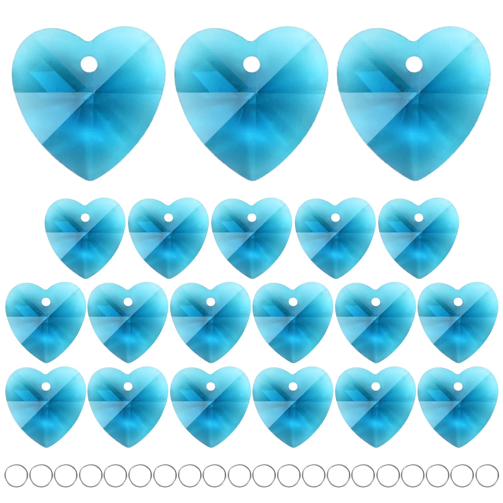 M METERXITY 20-Pack Crystal Heart Shape Prisms, 14mm/0.55 Inch Chandelier Pendant Maker Hanging Crystals Chandelier Prisms for Home/Windows/Garden/DIY Decoration[Peacock Blue]