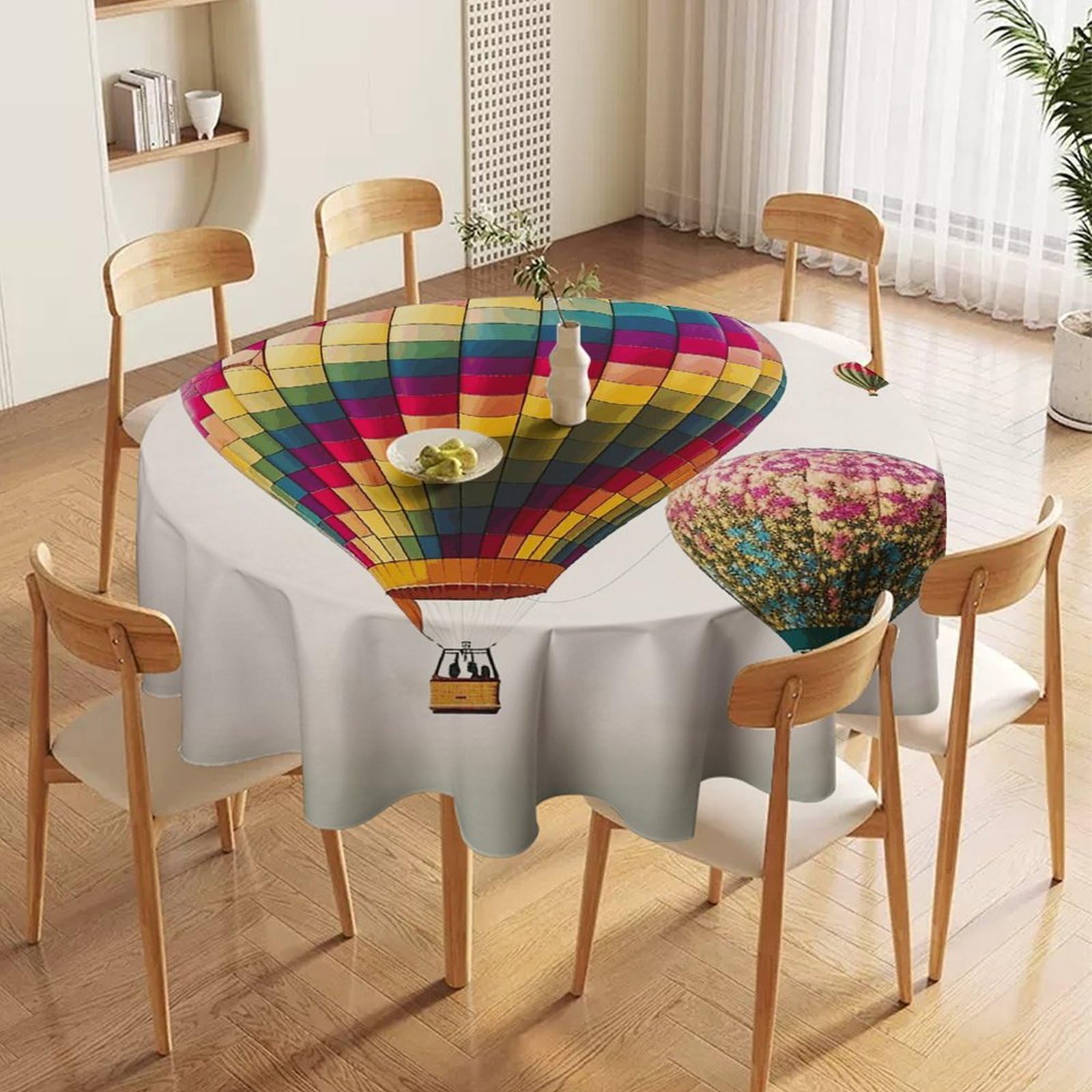 Nappe ronde lavable anti-tache en tissu coloré pour protéger la table de cuisine