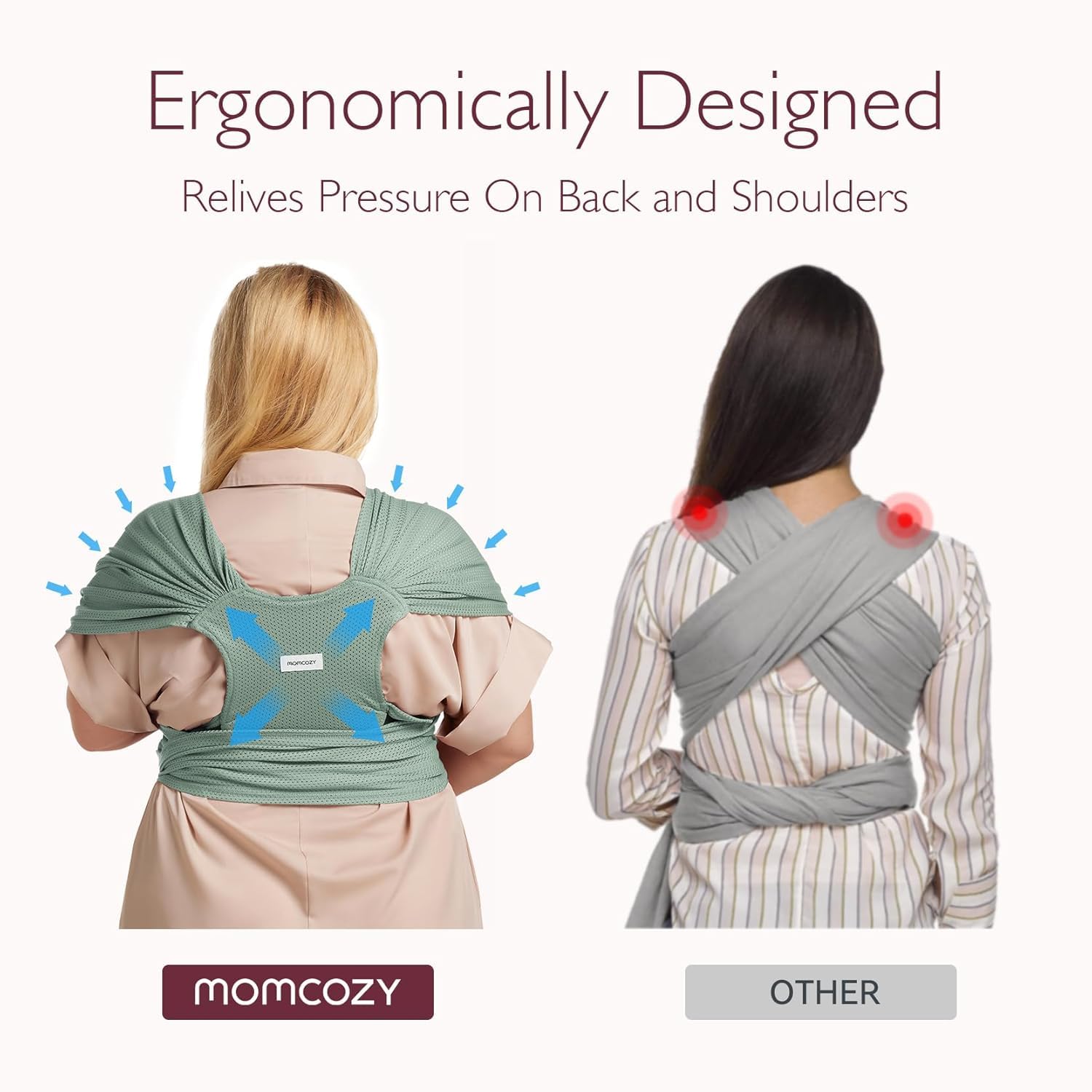 Momcozy Regulowana chusta do noszenia noworodka z chłodzącą siateczką Air-Mesh, łatwa do noszenia dla niemowląt (3,6-15 kg), odpowiednia do obwodu talii 76,2-119,4 cm, zielona