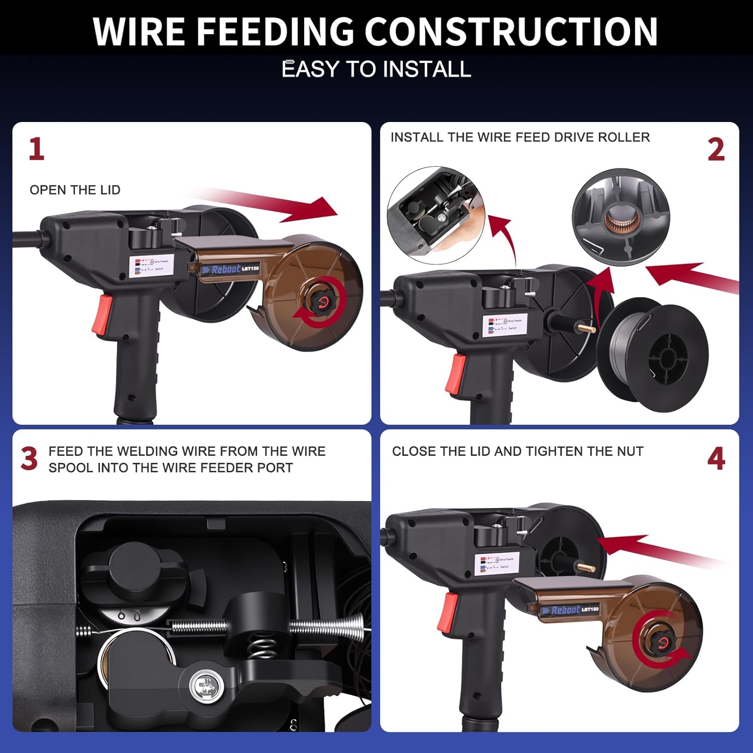 Reboot 250Amp MIG Welder 120V /240V RBM2500 PRO, 8-in-1 Multiprocess Welding Machine with Spool Gun, Gas MIG/Gasless MIG/MAG/Lift TIG/Stick/Spot/Aluminum Welding