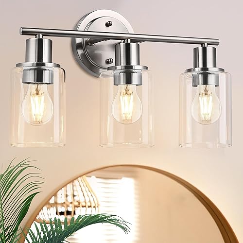 Miniatura 21 de Lámpara de Tocador de Baño de 3 Luces Sobre Espejo - Lámpara de Pared Estilo Granja para Tocador de Baño, Aplique de Pared Estilo Granero Rústico