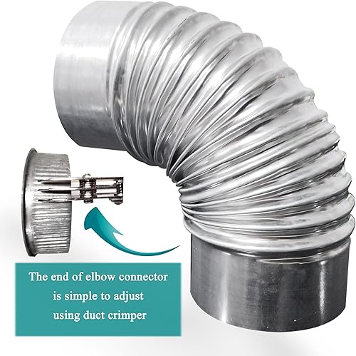 Miniatura 5 de Conector de tubo de ventilación de codo de cierre de 90 grados, conector de codo de metal para conductos de HVAC o conductos de manguera, 4