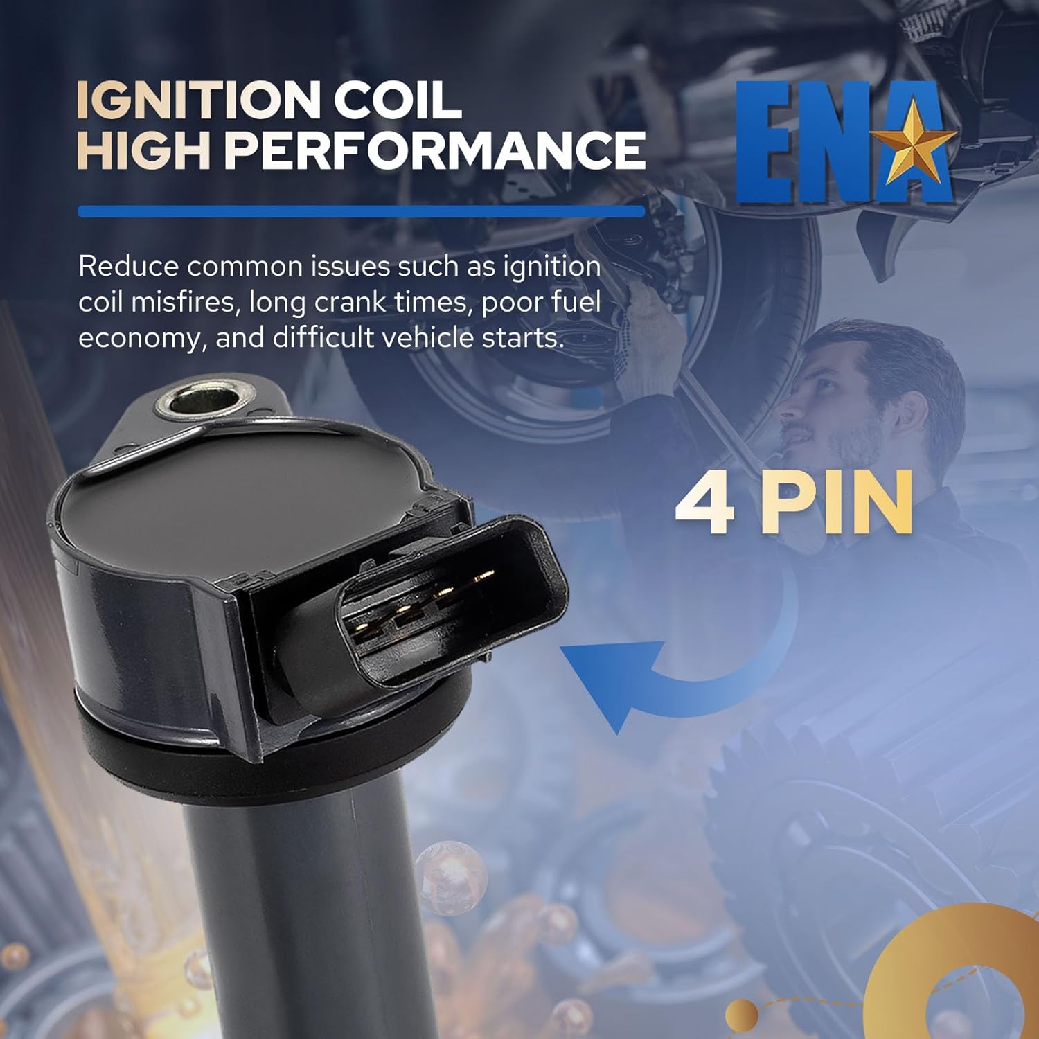 ENA Ignition Coil Pack Compatible with Lexus Toyota ES350 GS300 GS350 IS250 IS350 LS460 LX570 RC300 RC350 RX350 Highlander 4Runner Camry Sienna RAV4 Tundra Venza Avalon tC Evora Replacement for UF487