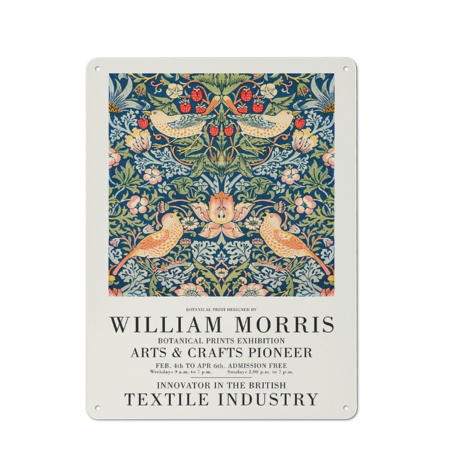 Junmoney Style-11 Tin Wall Plaque 40X30cm With William Morris Botanical Print Exhibition For Home Office Or Studio, New Home Wall Decor For Home Office Decor Fans