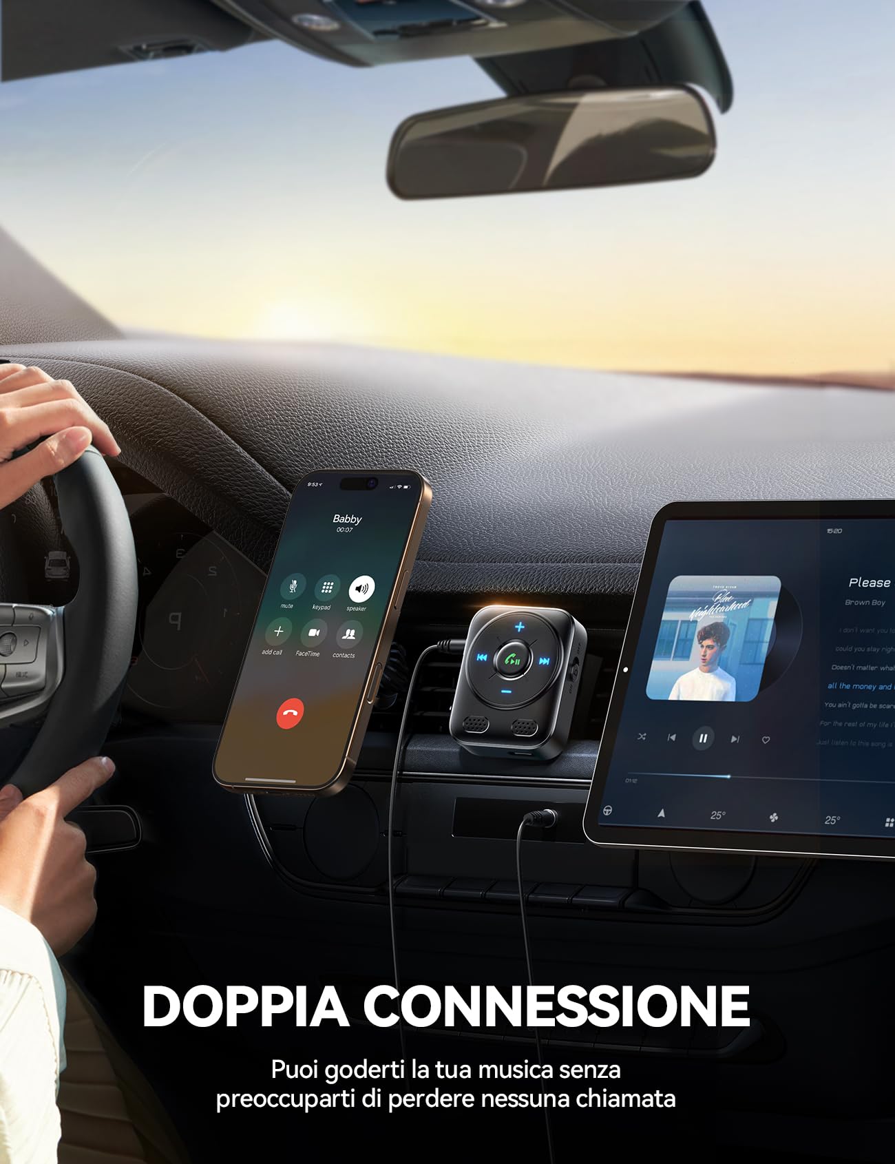 2025 JOYROOM Bluetooth 5.4 Auto, Ricevitore Aux 【Basso E Hifi Stereo】 Vivavoce Bluetooth Per Auto con Indicatore LED, Aux con 16 Ore di Riproduzione