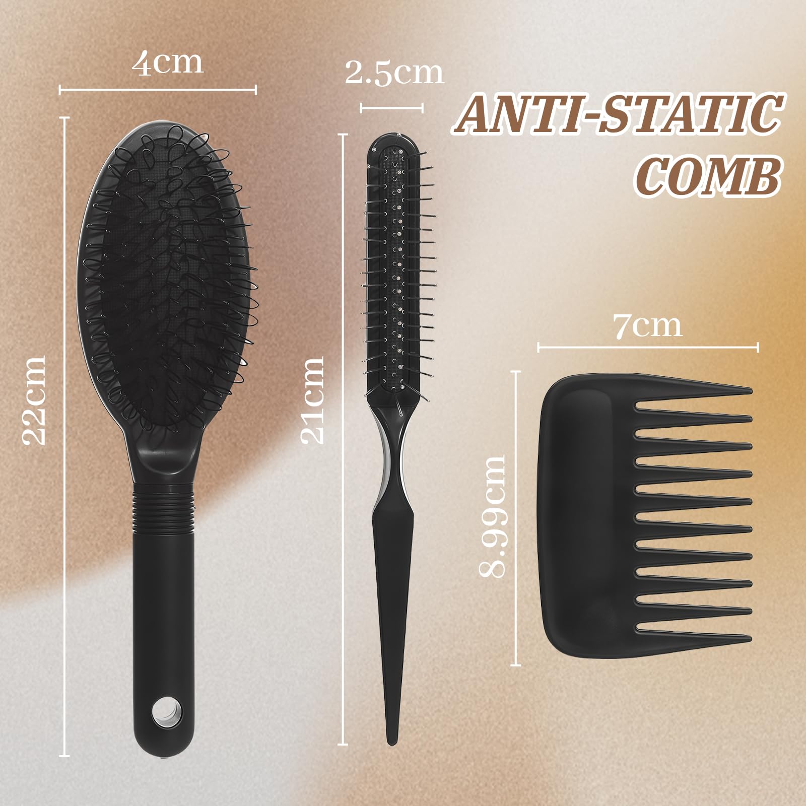 AstraGlam 3PCS Wig Brush and Comb Set, Brushes for Synthetic and Natural Wigs Includes Extension Brush and Comb - Image 2