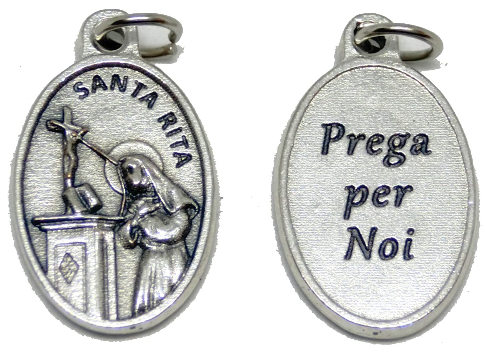 GTBITALY 60.260.30 043PPN 10 medaglie di santa rita ovale argento con retro prega per noi 22 mm