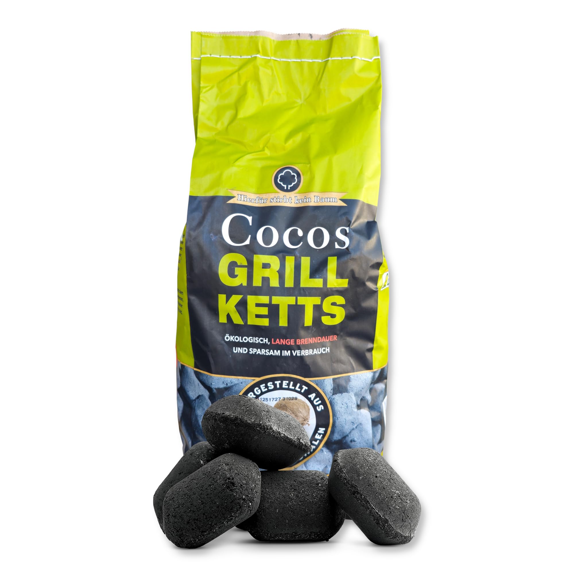 21kg Cocos Premium Grillbriketts aus Kokosschalen „Made IN Germany“ Kohle Holzkohle für Kugel-& Holzkohlegrill ideal für Dutch Oven Smoker Briketts Grill Kohle