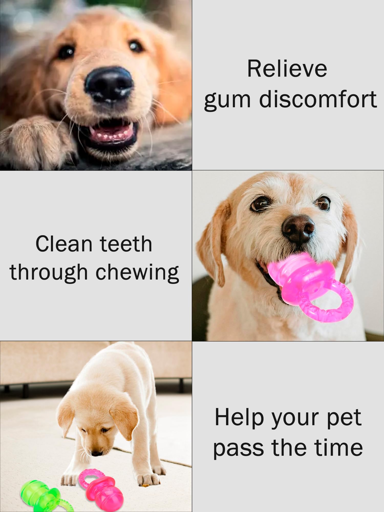 2 ciucci per cani, 7,9 x 5,1 x 5,1 cm, per cani rossi e verdi, adatti per alleviare la necessità di digrignare i denti negli animali domestici