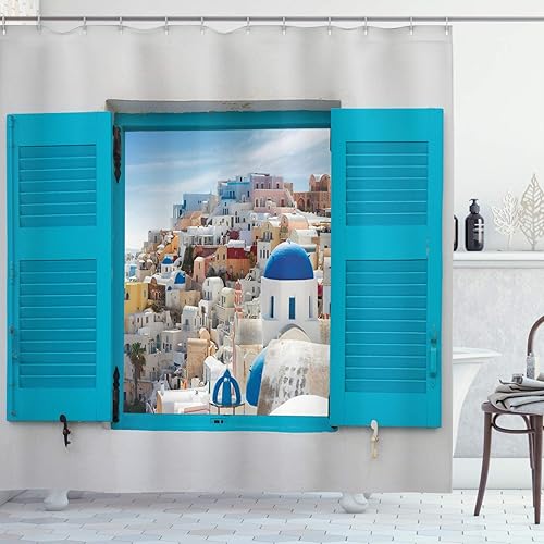 Miniatura 1 de Ambesonne Home Decor Collection set de cortina de baño con ganchos.