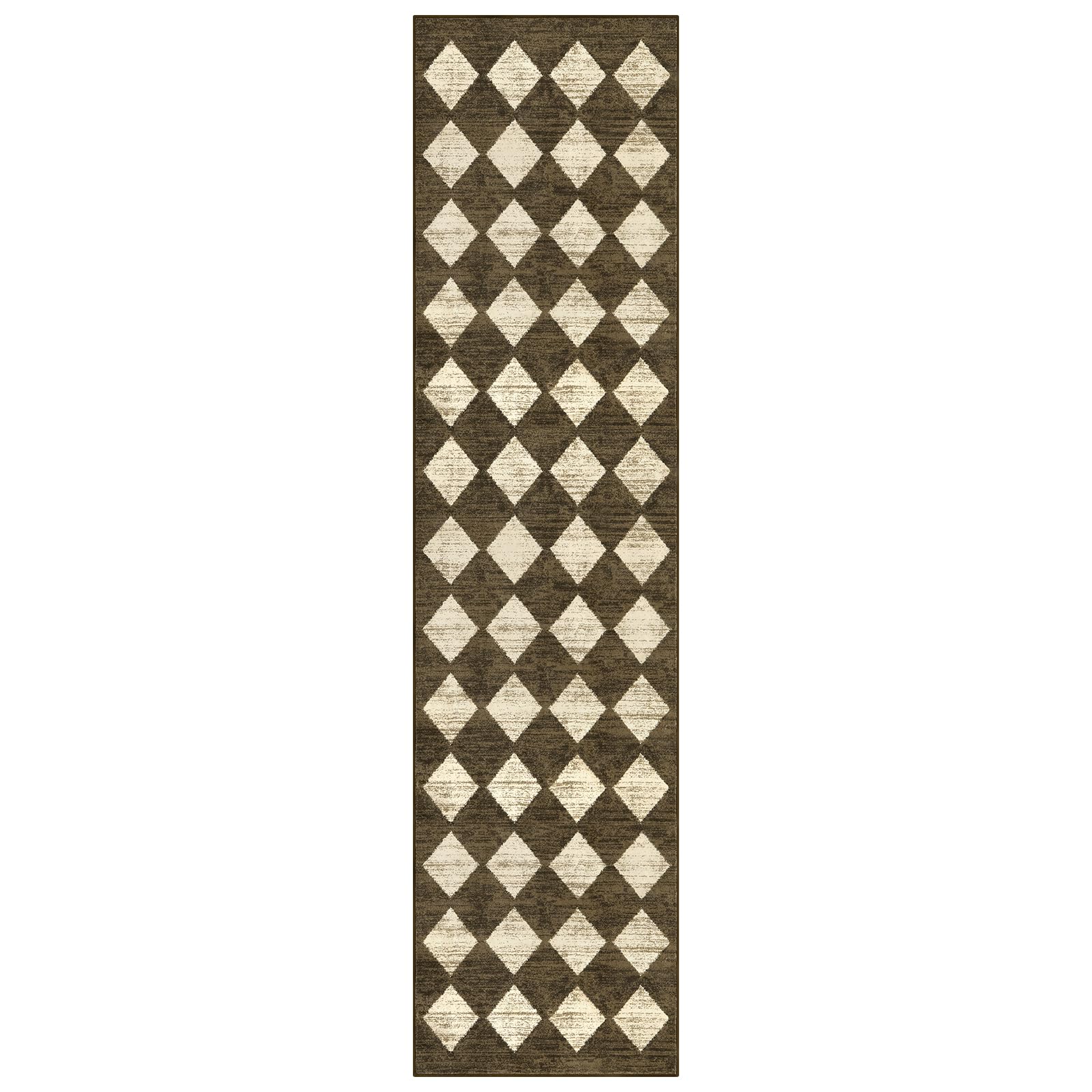 Lahome Runners for Hallways with Rubber Backing, Kitchen Runner Rugs Non Skid Washable Bathroom Rugs Runner, Moroccan Trellis Non Slip Bedroom Carpet Runner for Entryway Powder Room, 2x8 Brown