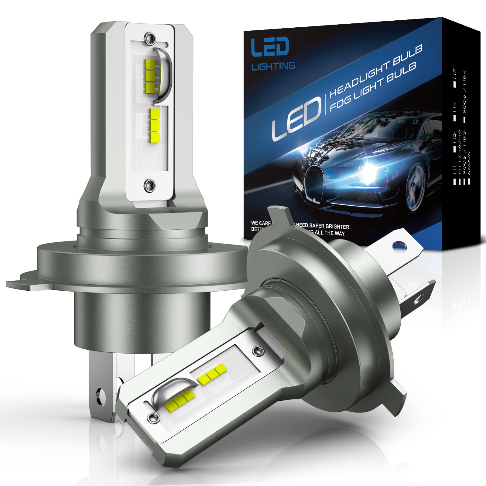 SHINYY Żarówka H4 LED Reflektor samochodowy i motocykl, 16000LM 6500K 12V Biały CSP 300% Jasne LED H4 HB2 9003 Światła mijania i drogi Zestaw do konwersji,1:1 Wymiana Lampy halogenowe i ksenon, 2