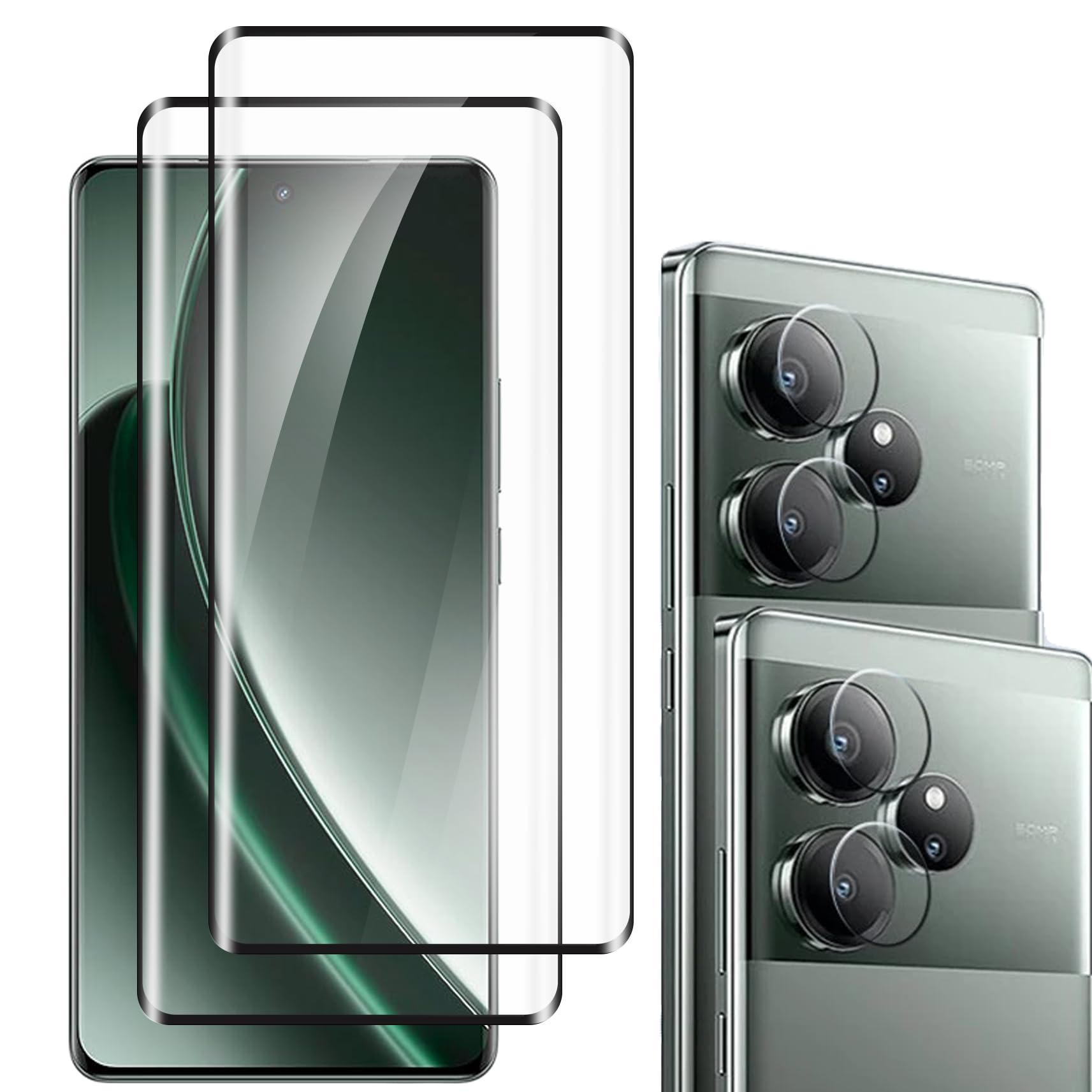 [2+2 Pack for Realme GT Screen Protector Camera Lens Protector Tempered  Glass, 9H HD Anti-Scratch Case Friendly for Realme GT Tempered Glass