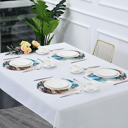 Miniatura 7 de Manteles individuales para mesa, calor para mesa de comedor, tapete antideslizante para cocina, mesa de comedor interiorexterior, dragón de acuarela