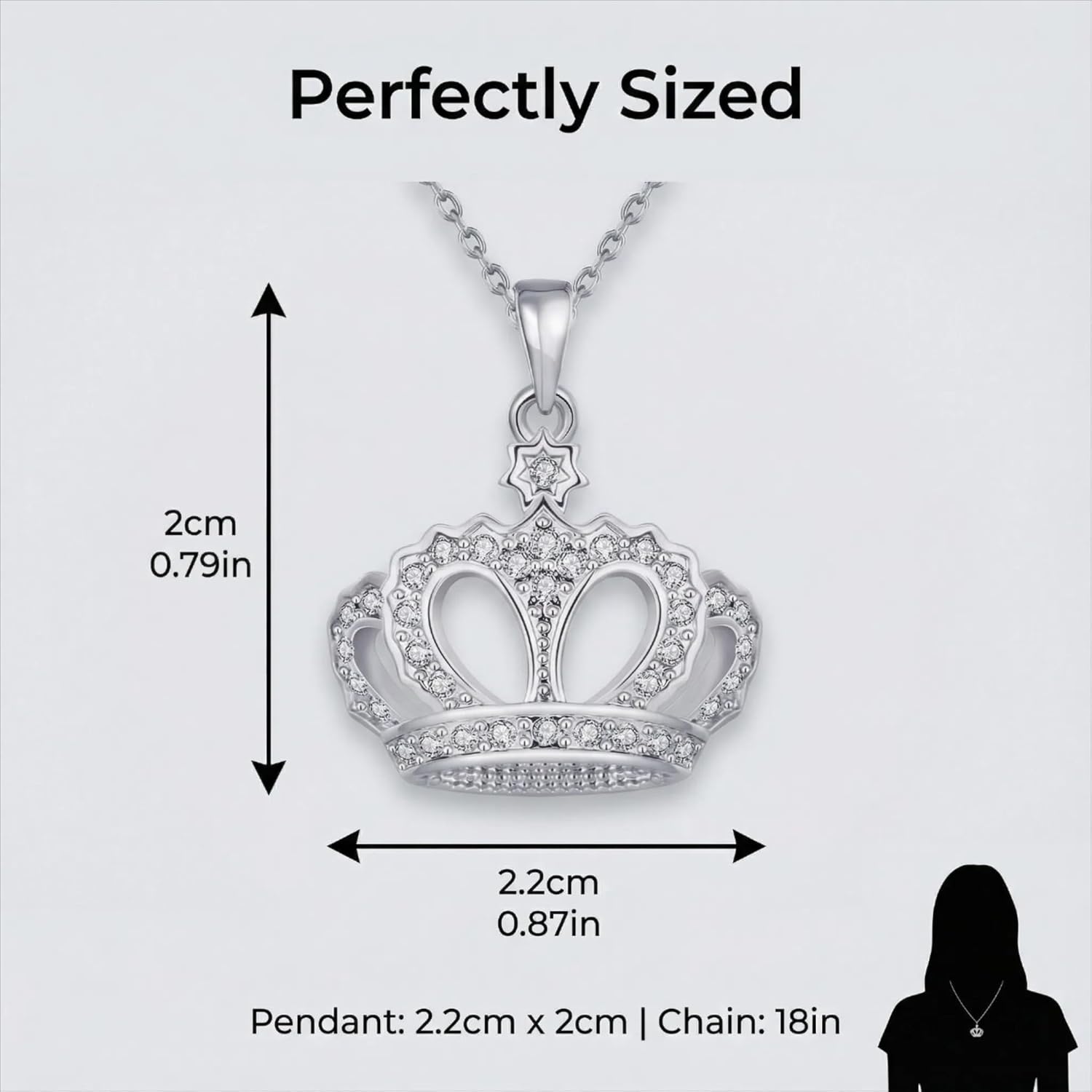HENGYID Queen Style 18K Rose Gold-Plated Crown Necklace Pendant - Image 6