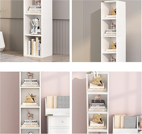 Miniatura 10 de ALISENED Estantería pequeña estantería apilable de madera estante de 2 cubos organizador de almacenamiento moderno para espacios pequeños estante de