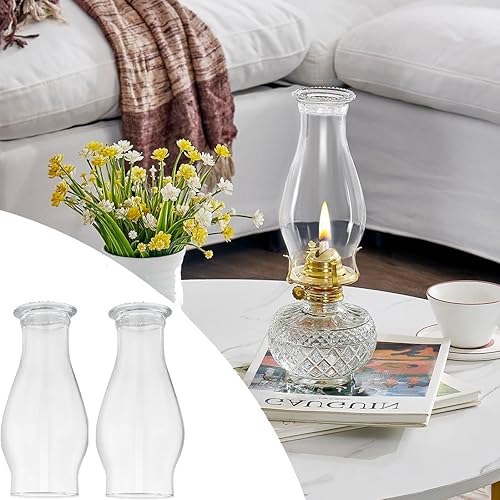 Miniatura 4 de Lámpara de aceite de repuesto para chimenea, globo de lámpara de queroseno de 3 x 8 pulgadas, globo de lámparas de aceite de vidrio transparente,