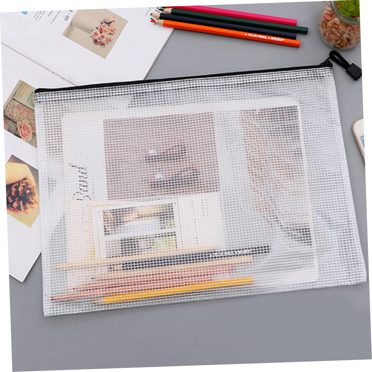 10pezzi Buste Portadocumenti in Plastica Pvc Cerniera Sacchetti Organizzatori Per Cancelleria Libri e Documenti Design Semplice e Durevole