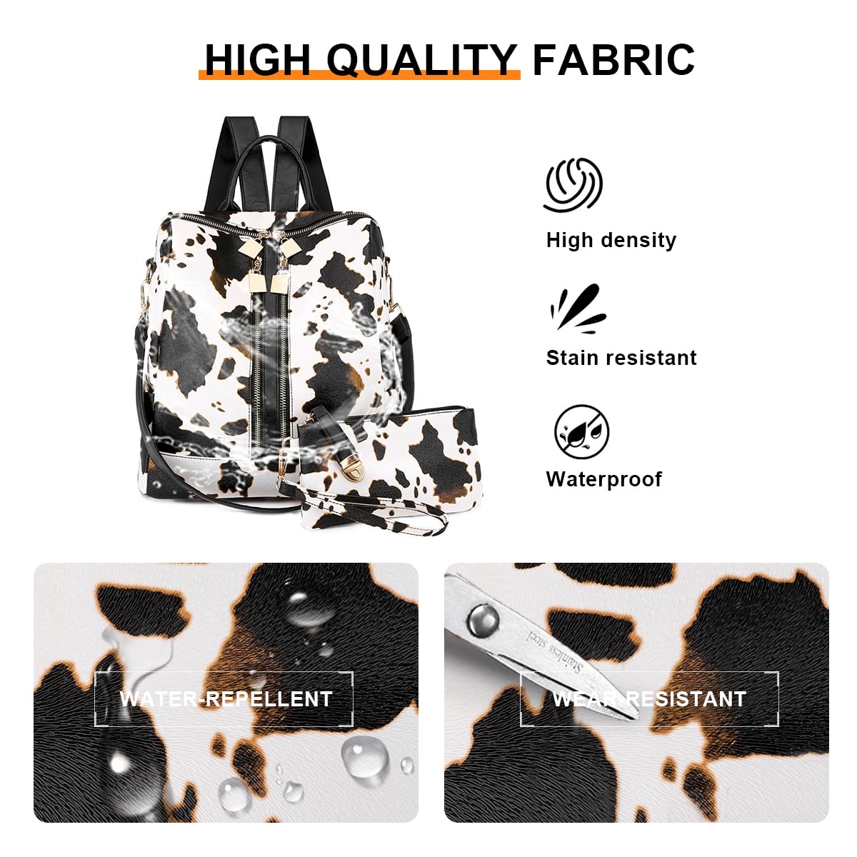 SONARIN Moda Borsa Zaino Donna,Impermeabile PU Zainetti con Pochette Antifurto Zaino Casual Borsa Scuola Zaino da Viaggio Borsa Mano Borsa Tracolla Convertibile(Leopardo Marrone)