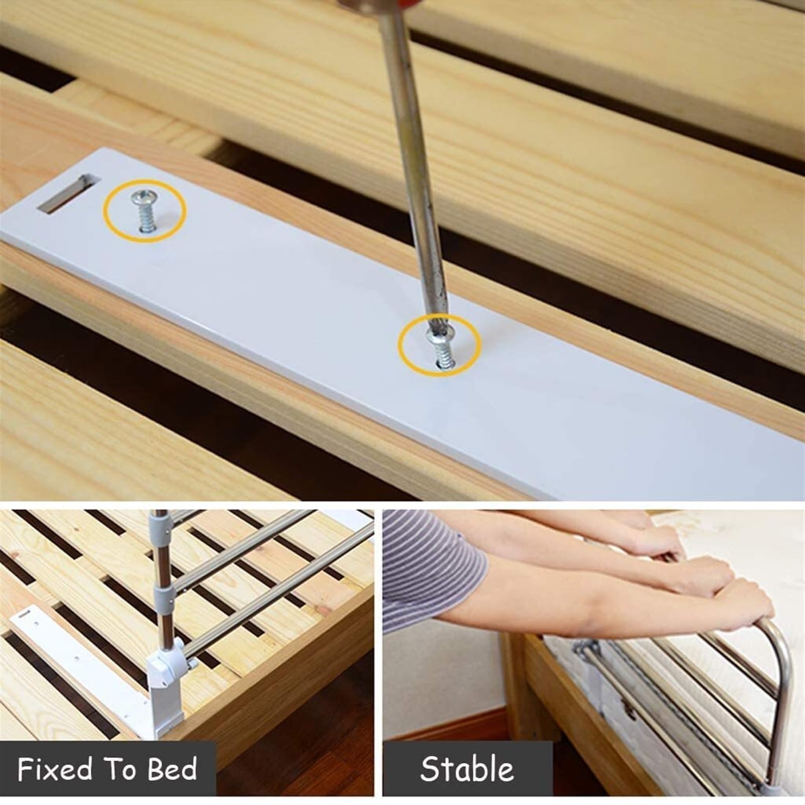 Sponda Letto for Anziani, Sponda Letto Anticaduta di Sicurezza Corrimano Laterale Letto Portatile Maniglia di Assistenza for Adulti for Anziani o Bambini