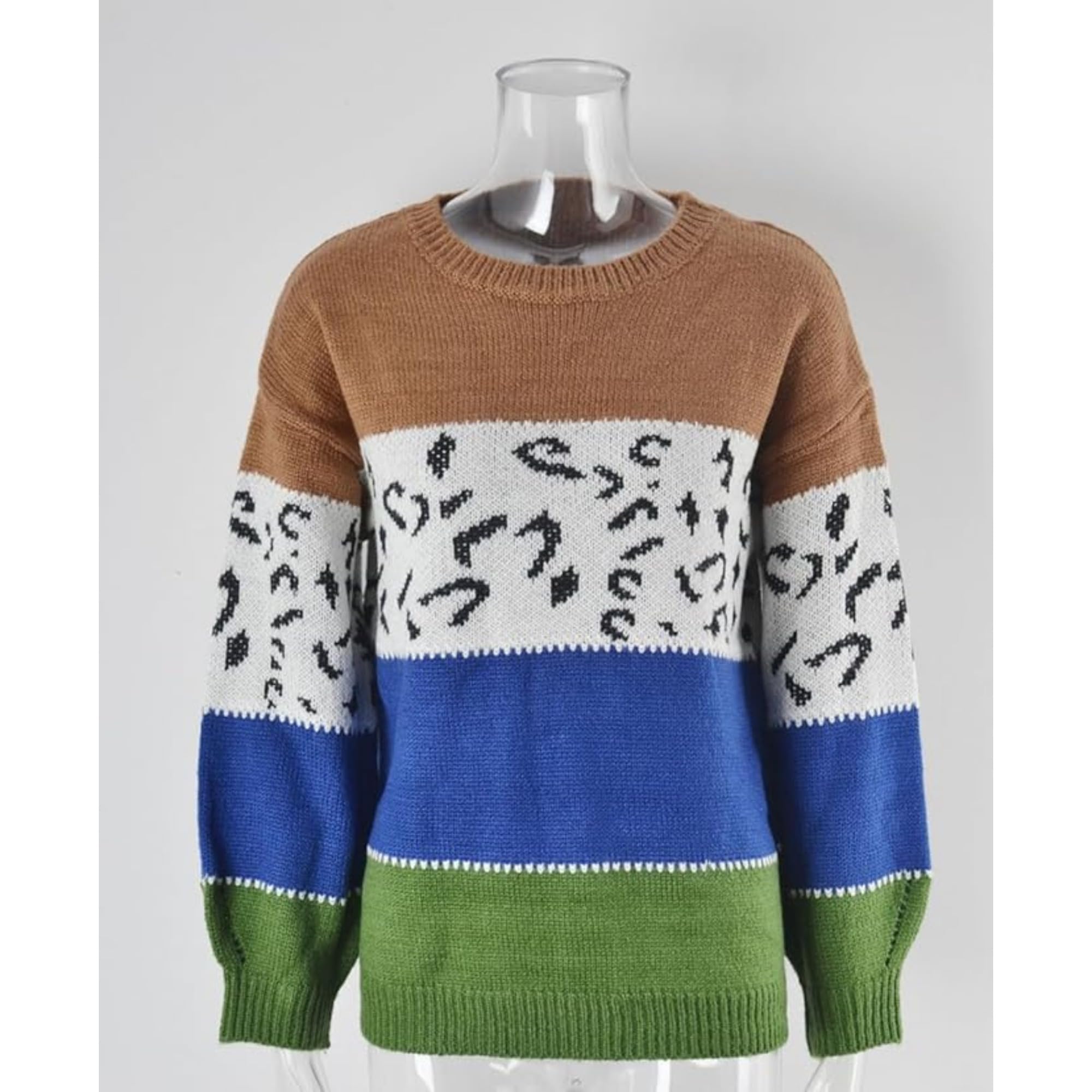 Donne Autunno Casual Girocollo Maglione Lavorato A Maglia Alla Moda Quotidiano Tempo Libero Maglia Felpa Allentata Vintage