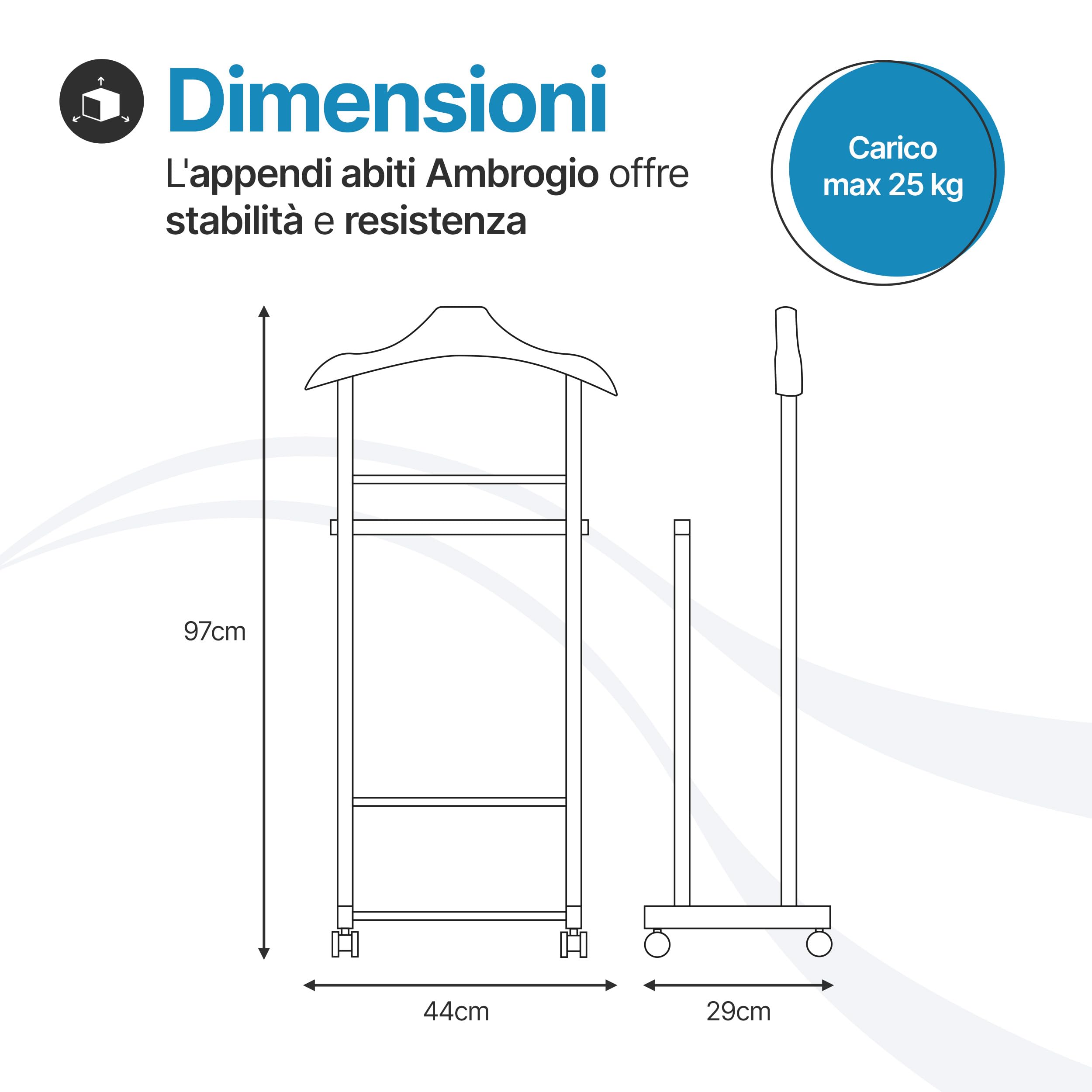 Tomaino - Servo Muto Da Camera AMBROGIO in Legno di Faggio - Appendiabiti Da Camera Multifunzionale Salvaspazio - Indossatore da Camera per Vestiti e Accessori - Bianco