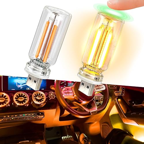 Miniatura 11 de 2 luces LED USB para automóvil, luces LED regulables al tacto, puerto USB, iluminación ambiental retro para automóvil, luces LED interiores