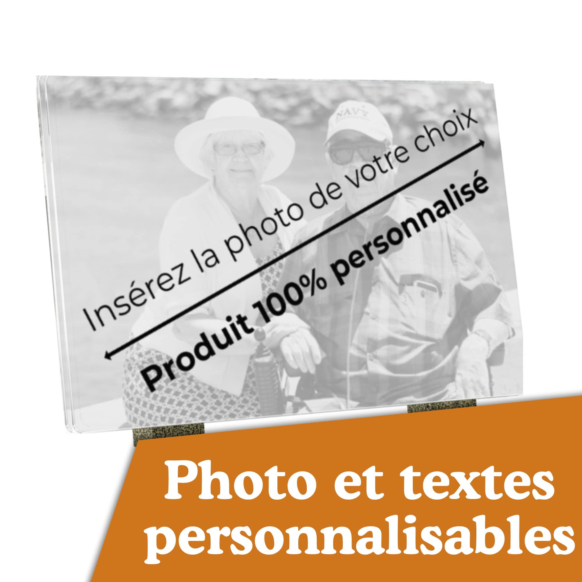 Plaque Funéraire Personnalisée Rectangle - Photos et Textes 100% Personnalisables - Plaque Funéraire en Altuglass - Résistante aux Intempéries et Traitée Anti UV (30x20 cm (standard))
