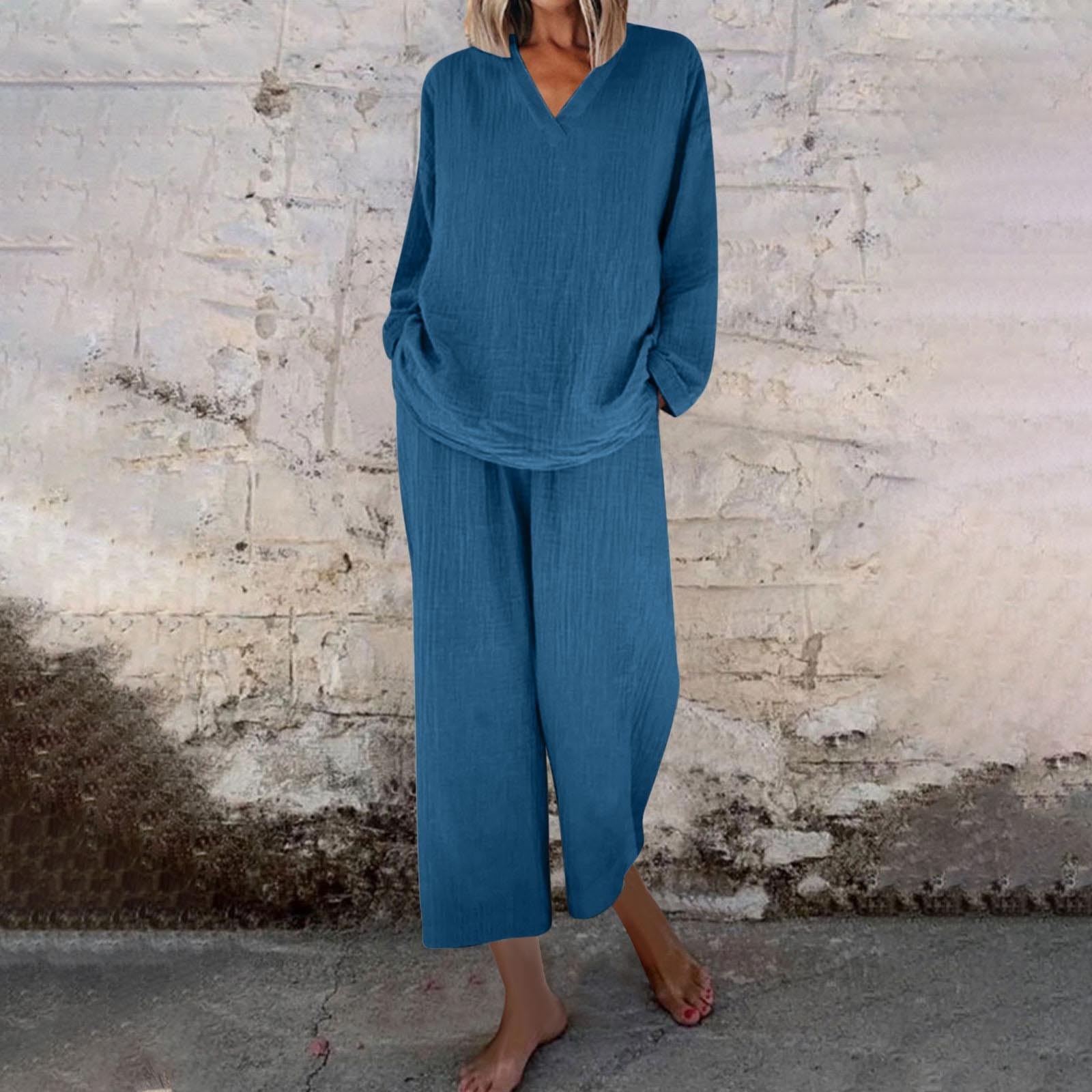 Conjunto Mujer Verano 2 Piezas Moda Traje de Ligero Chndal Ropa Descanso Respirable Playa Chndales para Salir Vacaciones Cmodoropa Mujer Primavera veranoInformal y desenfadado
