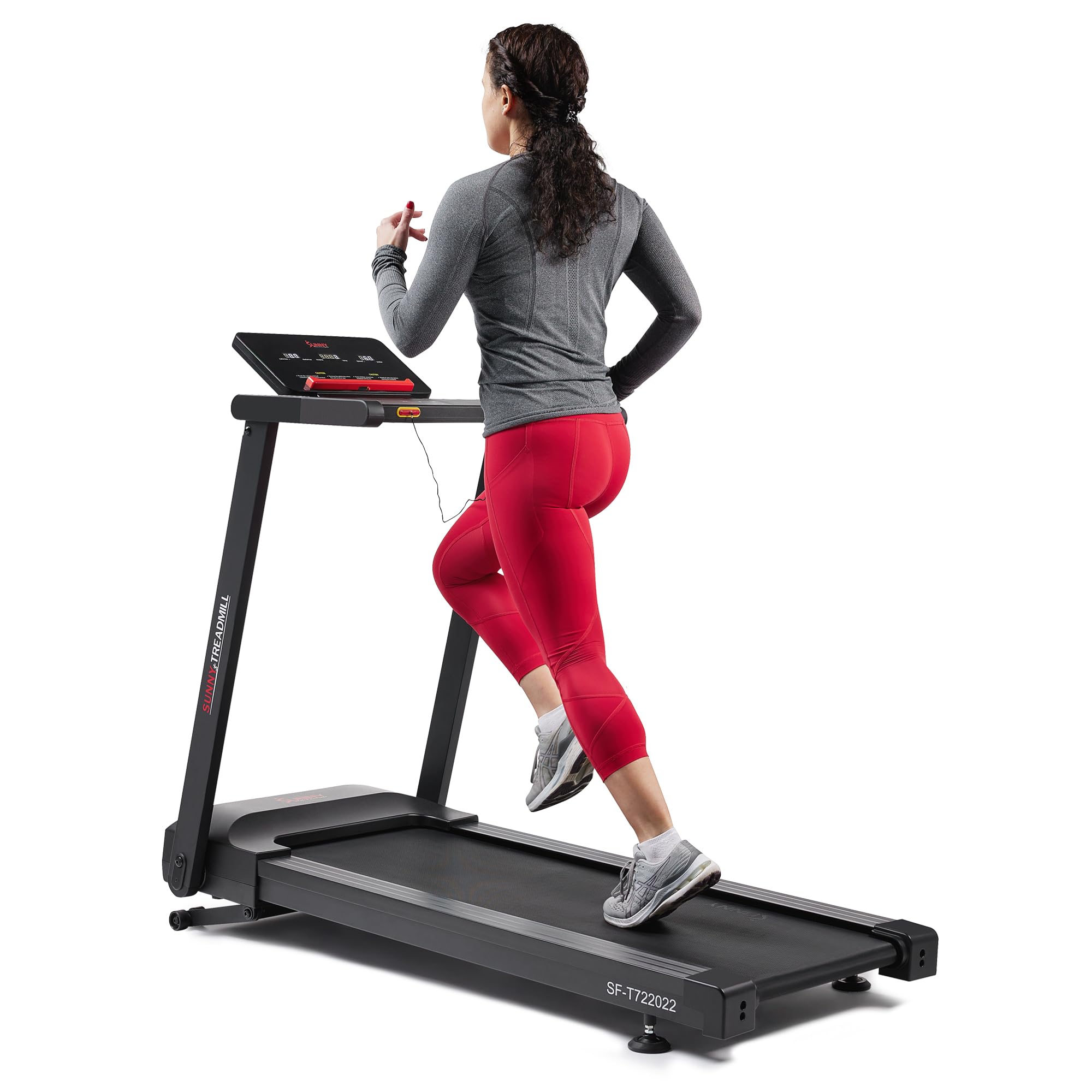 Sunny Health Auto Incline Foldable Smart Bluetooth Treadmill - Black, Black