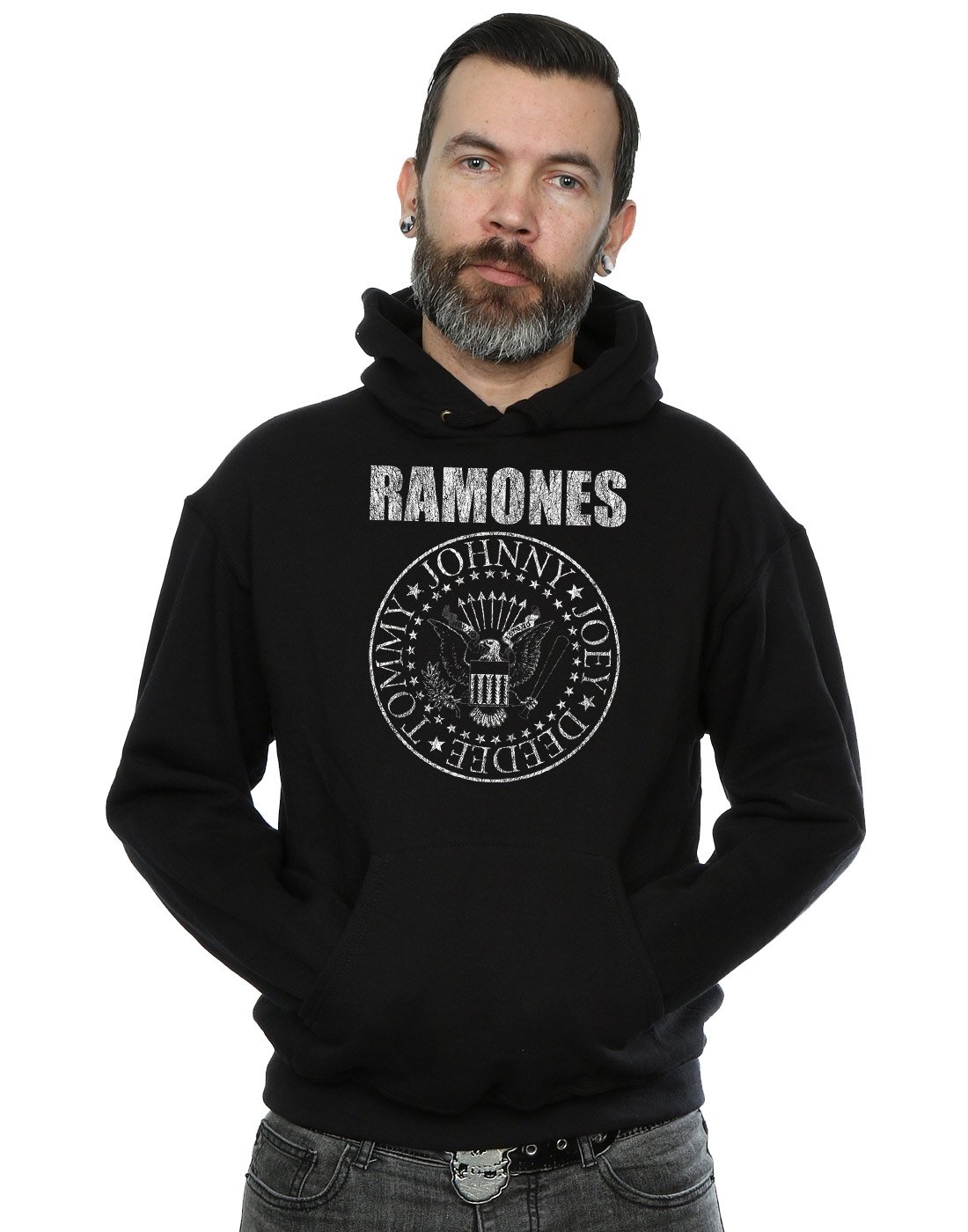 Absolute Cult Men's Black Ramones Presidential Seal Hoodie Medium