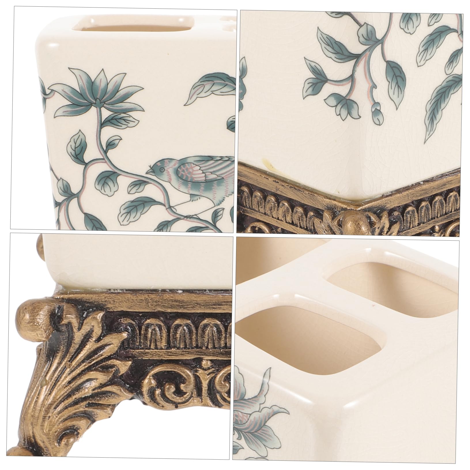 Porta Spazzolini e Resina, Design Vintage Europeo, Supporto Compatto per Bagno di Casa, per Coppie e Famiglie