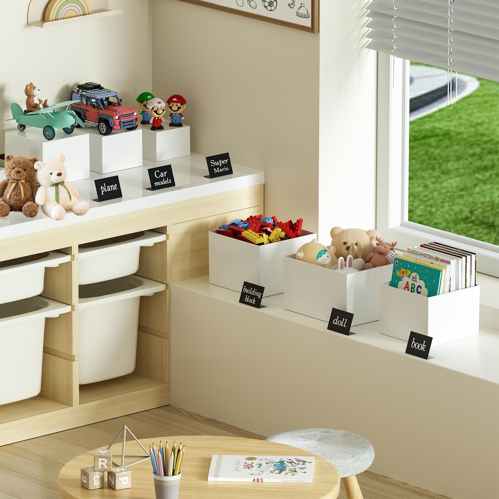 Afeeler Lot de 6 Presentoir Aperitif Buffet Cube, Présentoir a Gâteaux Acrylique avec fond creux, Supports de Buffet Mariage pour Traiteur Dessert Figurines Aliments (Blanc, 5-10in)