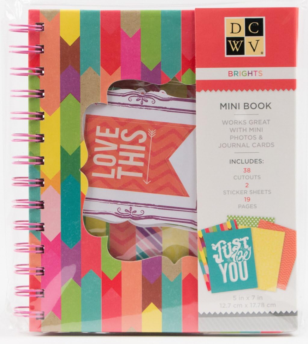 DCWV Mini Book BRIGHTS 19 Pages 38 Cutouts 2 Sticker Sheets 5-inch x 7-inch