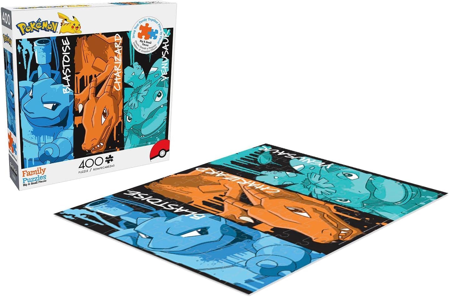 Buffalo Games - Pokemon - Blastoise, Charizard, and Venusaur Graffiti - 400 Piece Jigsaw Puzzle for Families – Precision-Cut Pieces, Beautiful Artwork