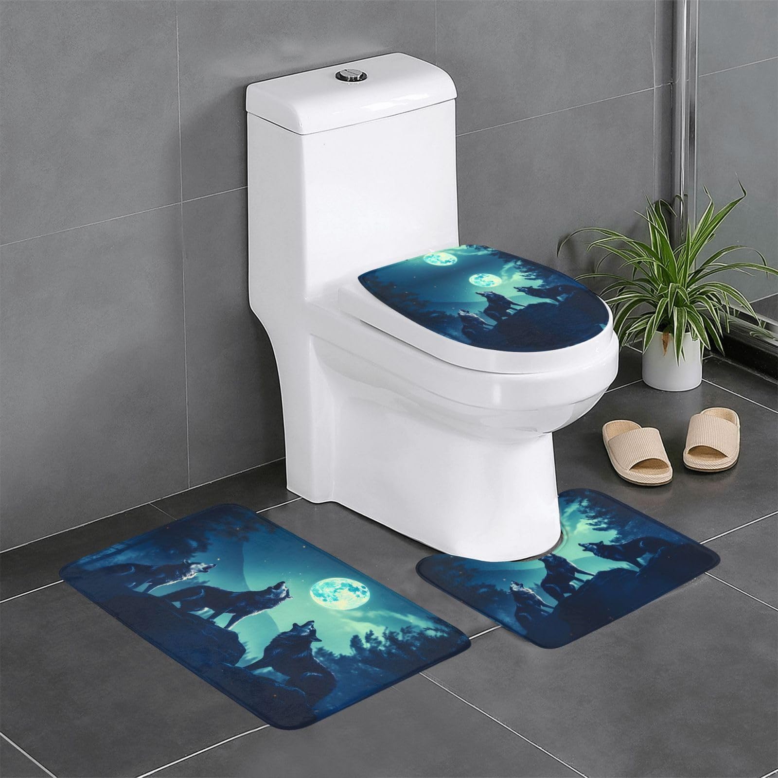 Tapis de salle de bain loup hurlant facile à nettoyer pour en finir avec l'humidité