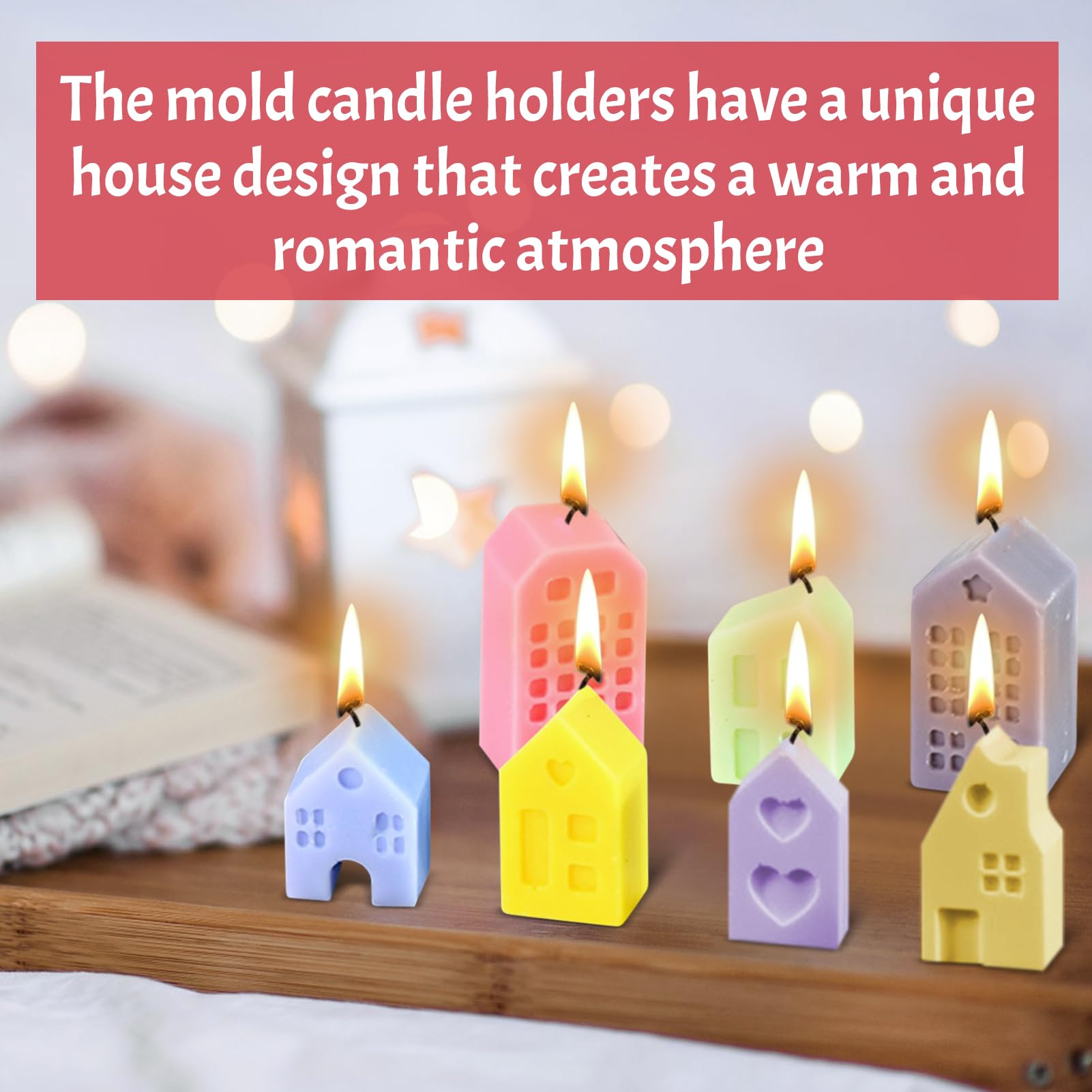 Lot De 12 Moules En Silicone Pour Maison Et Bougie - Mini Maisons En Plâtre Pour Coulée