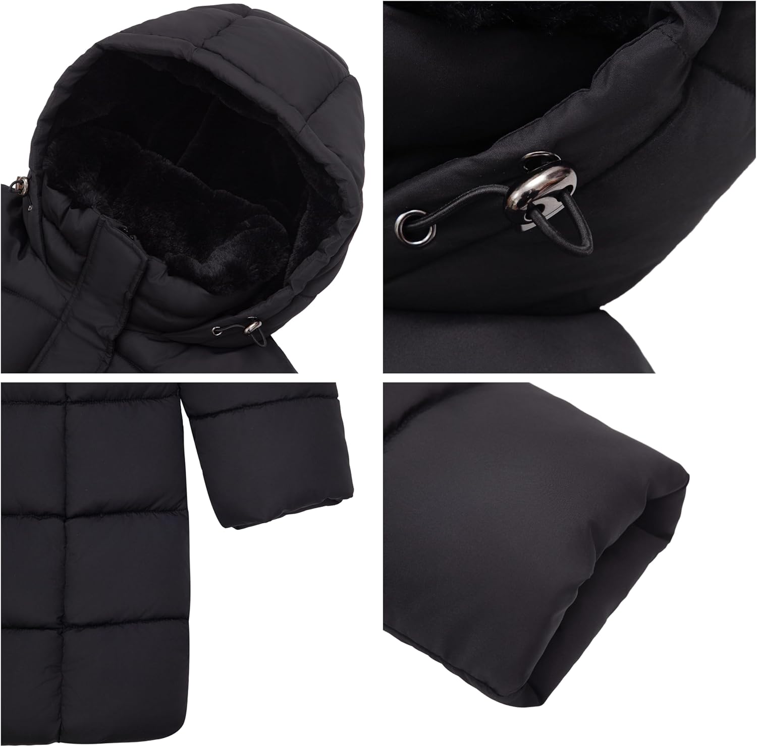 Rokka&Rolla Women's Mid-Length Water-Resistant Long Puffer Jacket Winter Coat with Soft Mini Fur Lined Hood - Image 5