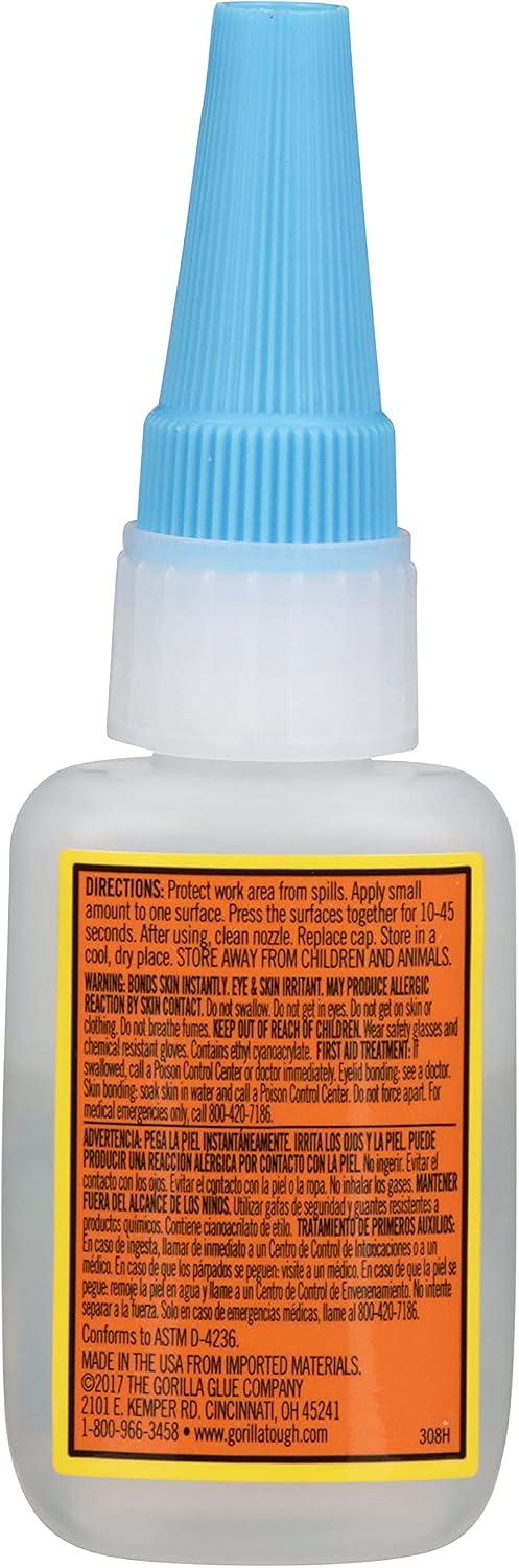 Gorilla Super Glue, 20 Gram, Clear, (Pack of 2)