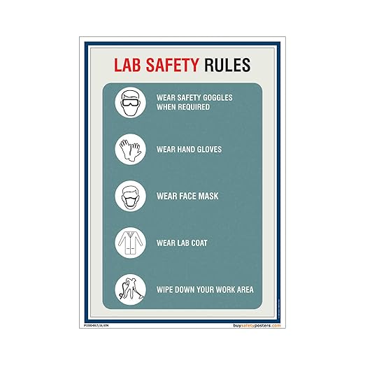 Lab Safety Rules Poster In English PVC Sticker