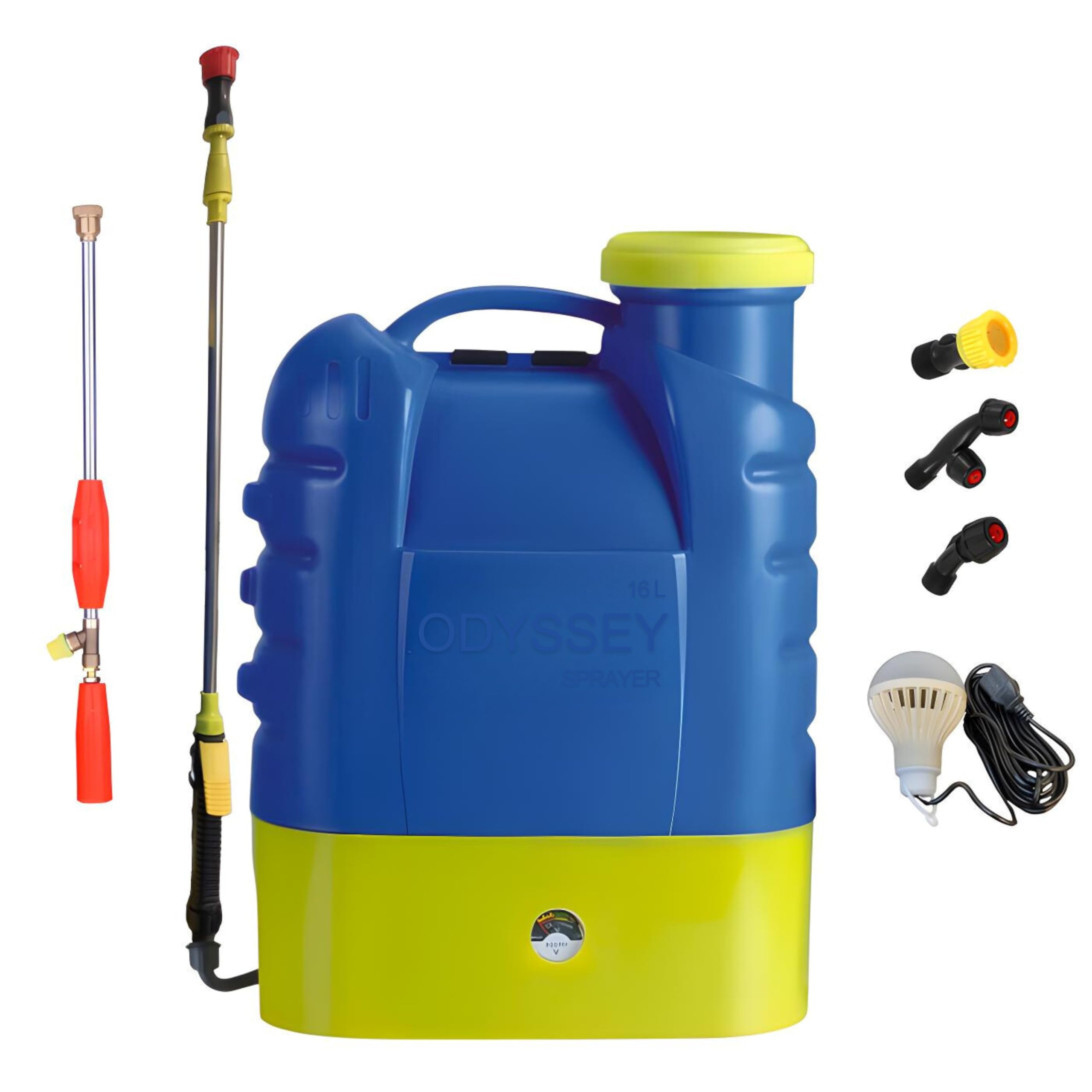 Odyssey Sprayer Battery Sprayer (16 Lt) | 12V X 8Ah Battery | Free Spray Gun & LED Bulb | Heavy Duty Plastic Tank | High-Pressure Pump | 4 Nozzles | for Agriculture, Farming, Gardening & Sanitization (B0D9VY7PK3) Amazon Price History, Amazon Price Tracker