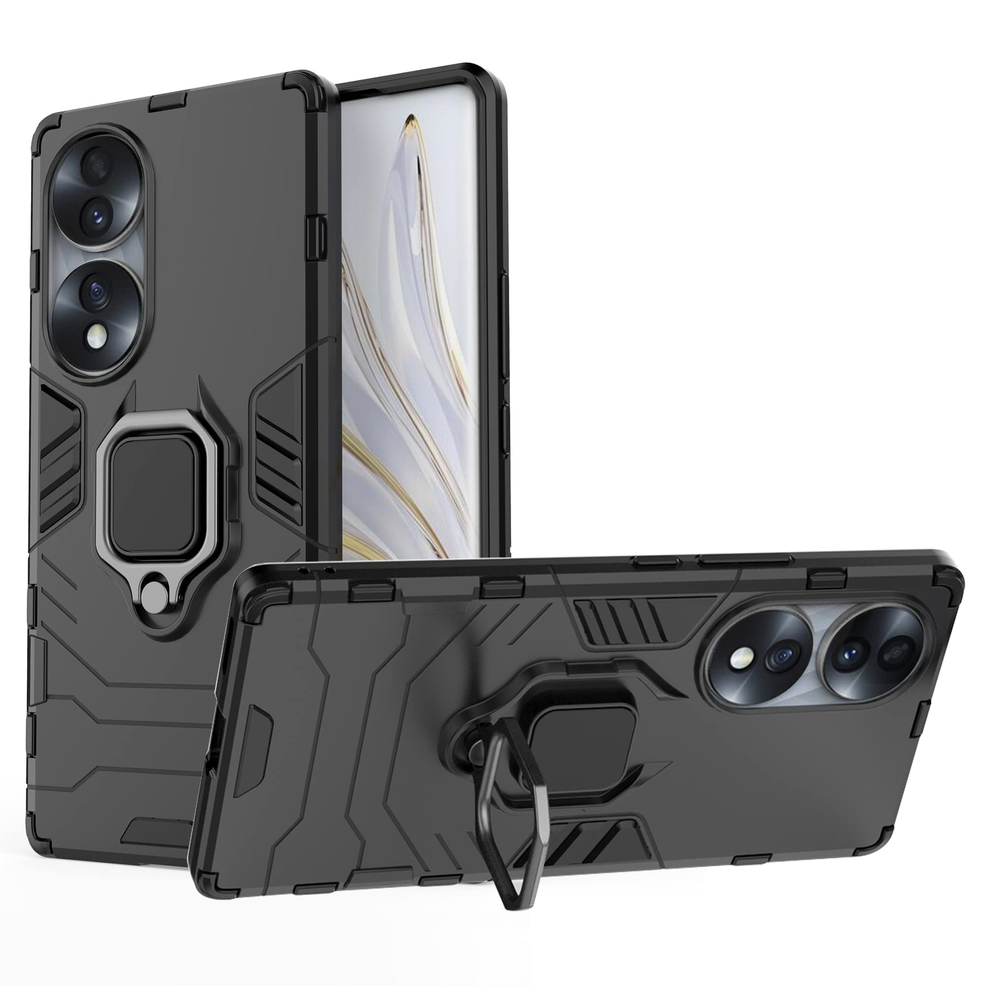 Custodia Honor 70 Con Supporto E Magnete - ESTH, Antiurto Militare PC+TPU, Colore Blu, Compatibile Con Supporto Magnetico Auto - 4