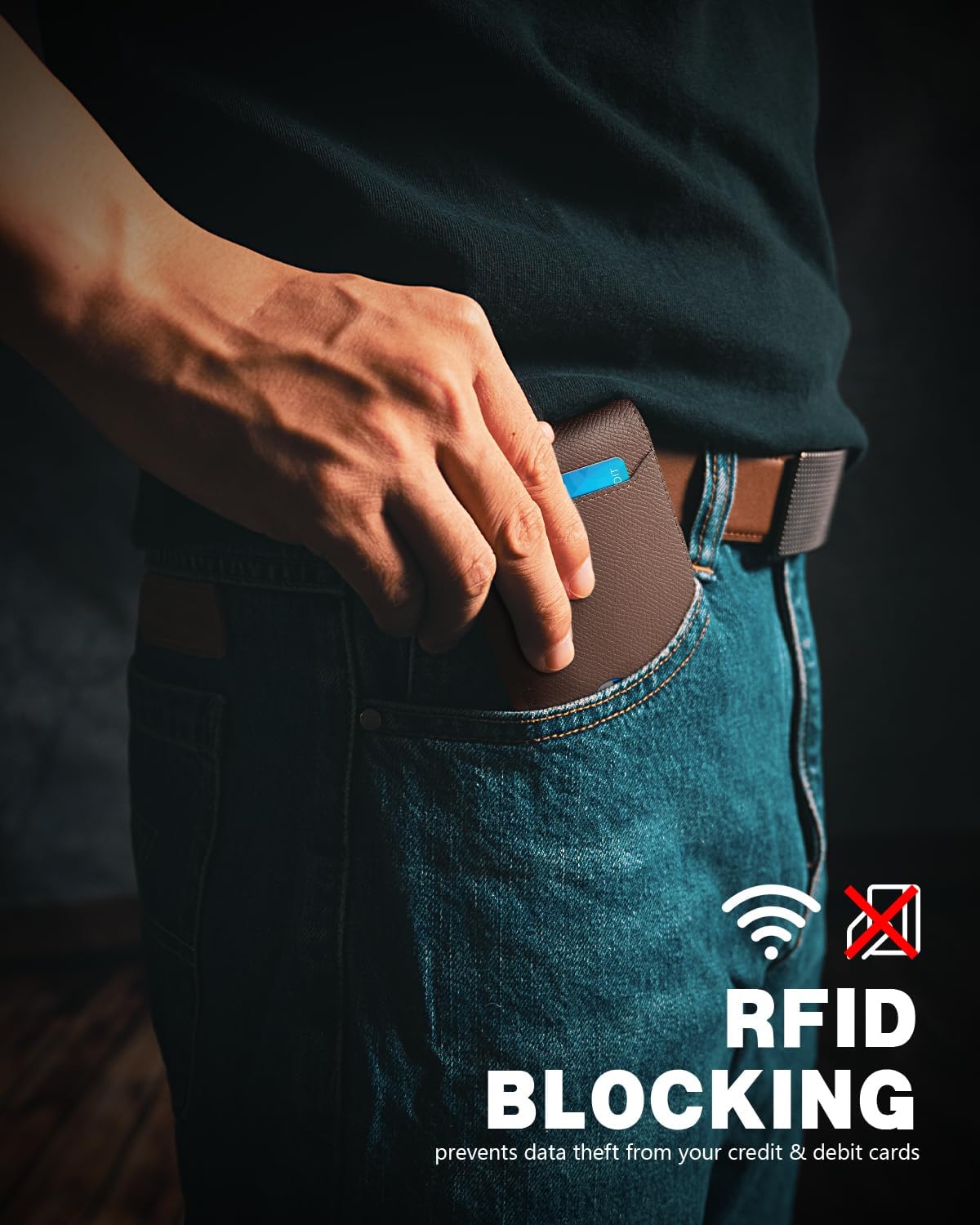 RUNBOX Wallet for Men Slim 11 Credit Card Holder Slots Leather RFID Blocking Small Thin Men's Wallet Bifold Minimalist Front Pocket Large Capacity Gift Box - Image 4