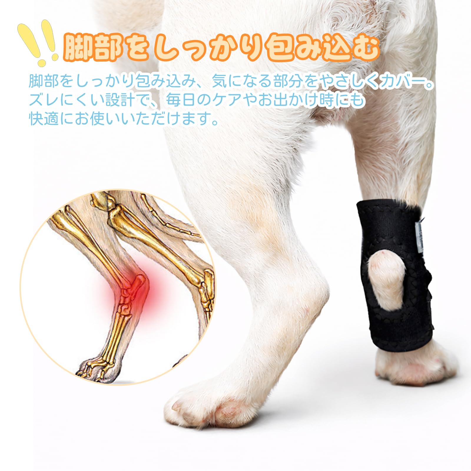 ポコポコ商店 犬用 足サポーター 小型犬 S 前後足対応 足舐め防止 関節保護 ナックリング対策 歩行補助 老犬介護 水洗い可能（短-L） | 足舐め防止、関節保護、ナックリング対策、老犬介護、術後ケア時の歩行補助に使いやすい犬用足サポーターです