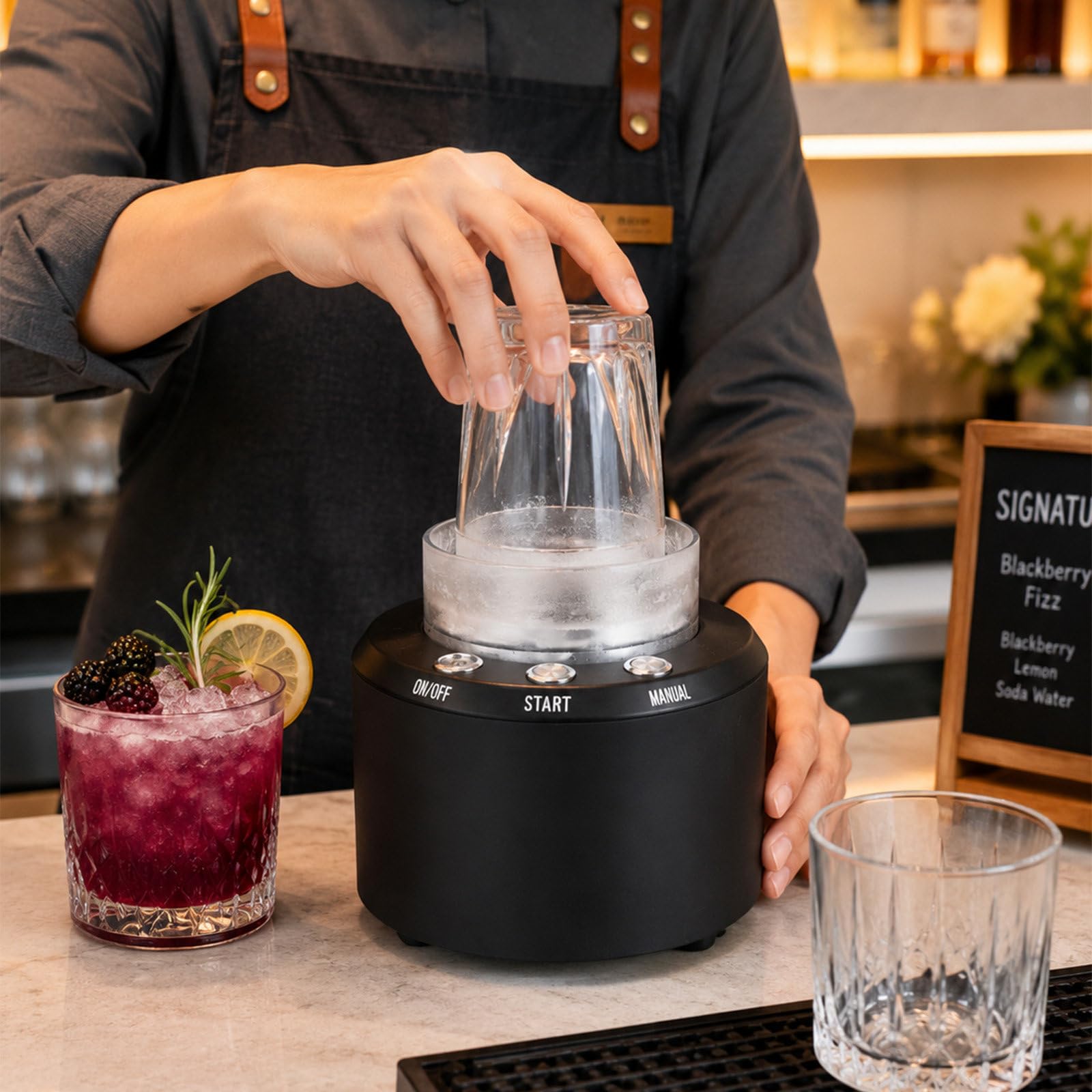 SICWEDIM Commercial Glass Chiller & Dry Ice Maker, 2 In 1 Glass Froster, 12-20s Instant Dry Ice Production, 3-12s Quick Glass Cooling, Bar Equipment For Hotels Lounges Yachts Cocktail Bars