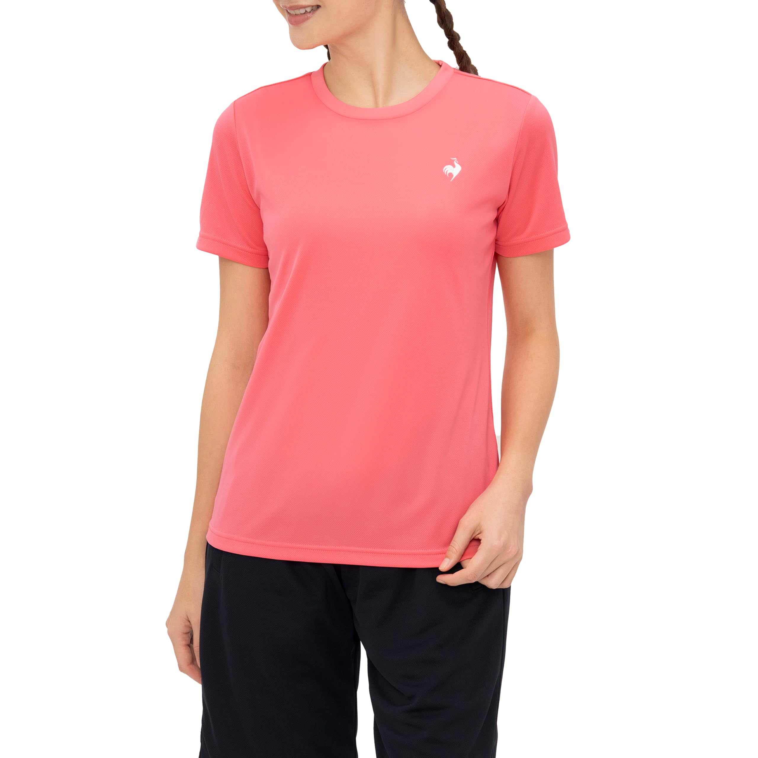 le coq sportif(ルコックスポルティフ)のストアを表示 le coq sportif(ルコックスポルティフ) 半袖 Tシャツ吸汗速乾 ストレッチ ワンポイント トレーニング ランニング レディース UVカット UPF15レディース in use